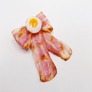 Bacon & Egg (Ribbon-Shaped) (large) Hair Clip - Fake Food Japan