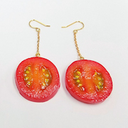 Cherry Tomato Slice Pierced Earrings - Fake Food Japan