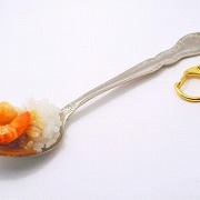 Curry with Shrimp on Spoon (large) Keychain - Fake Food Japan