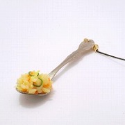 Fried Rice on Spoon (small) Cell Phone Charm/Zipper Pull - Fake Food Japan