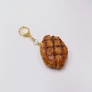 Hamburger Patty with Grill Marks Keychain - Fake Food Japan