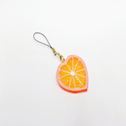 Orange Slice (Heart-Shaped) Cell Phone Charm/Zipper Pull - Fake Food Japan