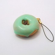 melon_frosted_chocolate_doughnut_small_cell_phone_charm_zipper_pull