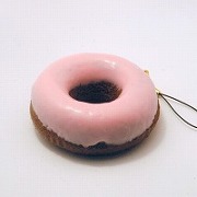strawberry_frosted_chocolate_doughnut_small_cell_phone_charm_zipper_pull