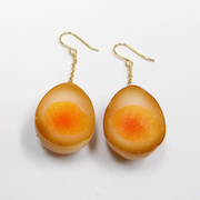 Boiled Quail Egg in Soy Sauce Pierced Earrings - Fake Food Japan