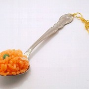 Chicken Rice on Spoon (large) Keychain - Fake Food Japan