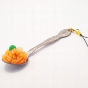 Chicken Rice on Spoon (small) Cell Phone Charm/Zipper Pull - Fake Food Japan