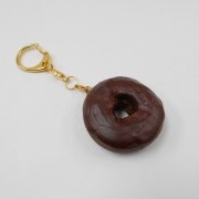 Chocolate Frosted Chocolate Doughnut (small) Keychain - Fake Food Japan