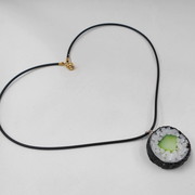 Cucumber Roll Sushi (round) Necklace - Fake Food Japan