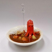 Curry Rice with Sausage (Mouthless Octopus-Shaped) Small Size Replica - Fake Food Japan