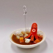 Curry Rice with Sausage (Octopus-Shaped) Small Size Replica - Fake Food Japan