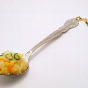 Fried Rice on Spoon (large) Cell Phone Charm/Zipper Pull - Fake Food Japan