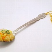 Fried Rice on Spoon (large) Keychain - Fake Food Japan