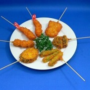 Kushi Katsu (Deep Fried Seafood, Meat & Vegetable Skewers) Replica - Fake Food Japan