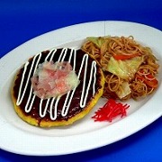 Okonomiyaki (Pancake) & Yakisoba (Fried Noodles) Dish Replica - Fake Food Japan