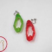 Red & Green Chili Pepper (cut) Pierced Earrings - Fake Food Japan