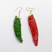 Red & Green Chili Pepper (mini) Pierced Earrings - Fake Food Japan
