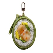 Salmon Roe & Scallop Rice Circular Purse Ver. 2 - Green - Fake Food Japan