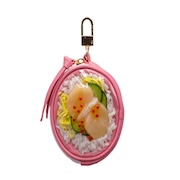 Salmon Roe & Scallop Rice Circular Purse Ver. 2 - Pink - Fake Food Japan