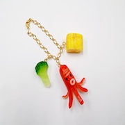Sausage (Octopus-Shaped), Fried Egg (mini) & Broccoli (small) Bag Charm - Fake Food Japan