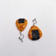Senbei (Japanese Cracker) with Seaweed (small) Clip-On Earrings - Fake Food Japan