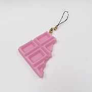 Strawberry Chocolate Bar Piece Cell Phone Charm/Zipper Pull - Fake Food Japan