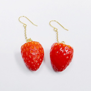 Strawberry Pierced Earrings - Fake Food Japan