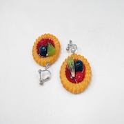 Strawberry Sauce-Filled Kiwi, Raspberry & Blueberry Cookie Clip-On Earrings - Fake Food Japan