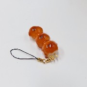 Toasted Dumplings Covered in a Soy & Sugar Sauce (3-piece with Skewer) Cell Phone Charm/Zipper Pull - Fake Food Japan