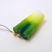 White Spring Onion Cell Phone Charm/Zipper Pull - Fake Food Japan